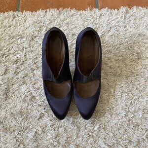 ALEXANDRE BIRMAN Womens Shoes Blue Silk Satin Bow Heels Sandals Pumps Size 37